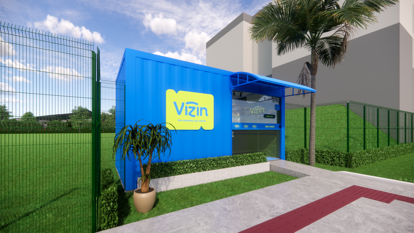 Mercado container Vizin instalado em condomínio